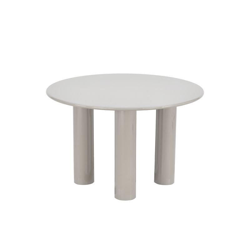 Table de séjour ronde NORI laquée brillante beige argile 120cm
