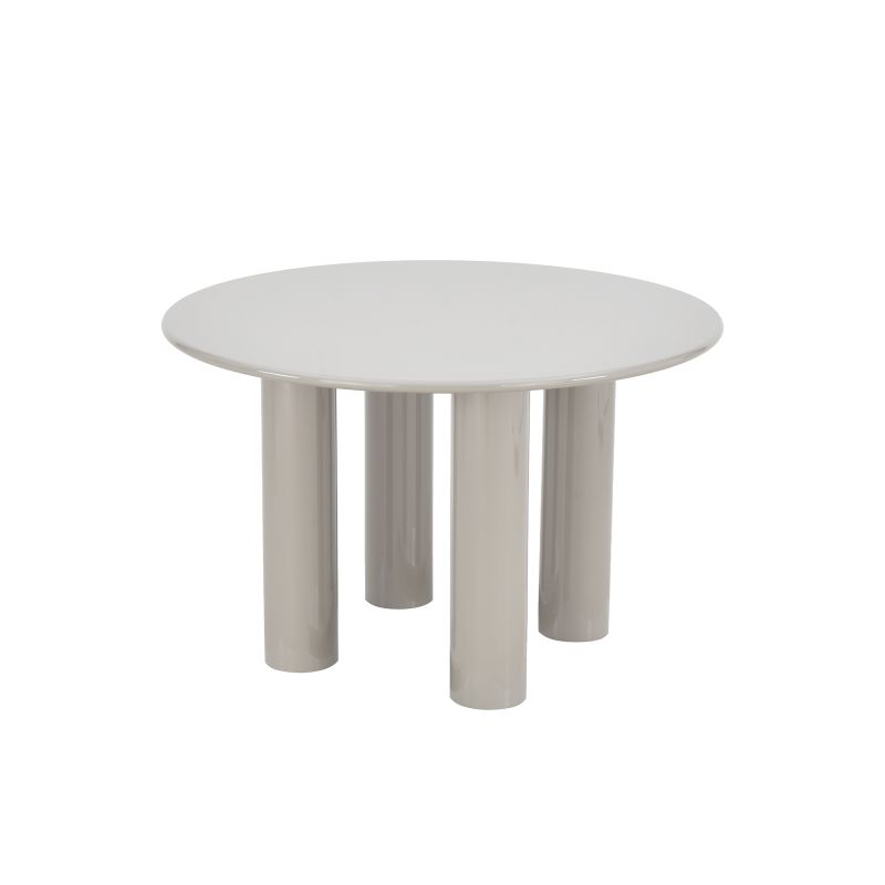 Table de séjour ronde NORI laquée brillante beige argile 120cm