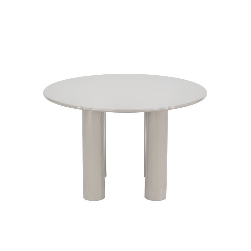 Table de séjour ronde NORI laquée brillante beige argile 120cm