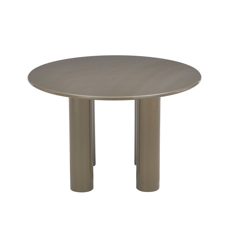 Table de séjour ronde NORI laquée brillante vert sepia 120cm