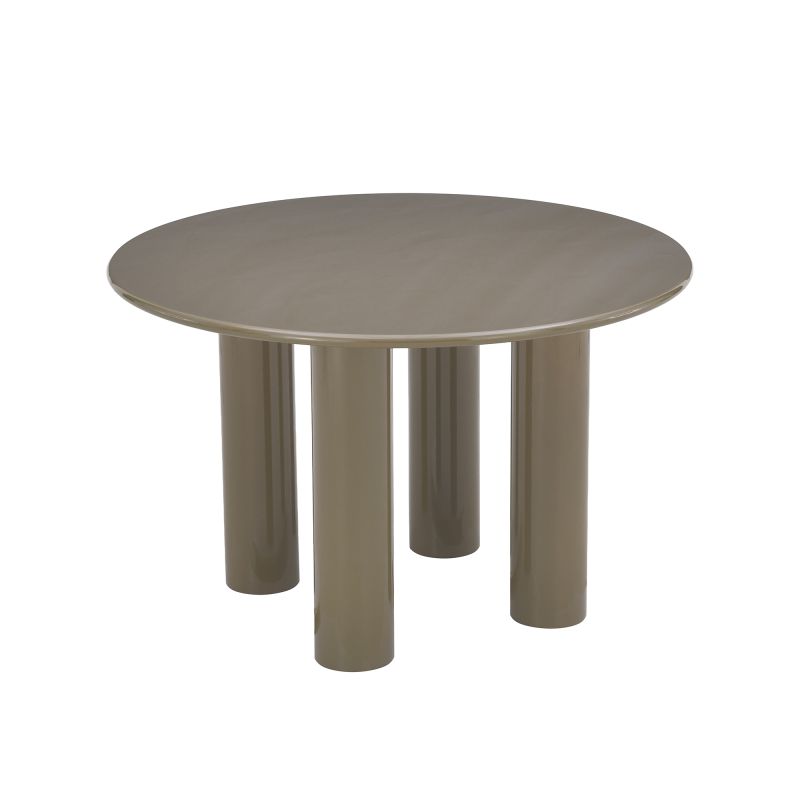 Table de séjour ronde NORI laquée brillante vert sepia 120cm