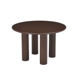 Table de séjour ronde NORI laquée brillante marron chocolat 120cm