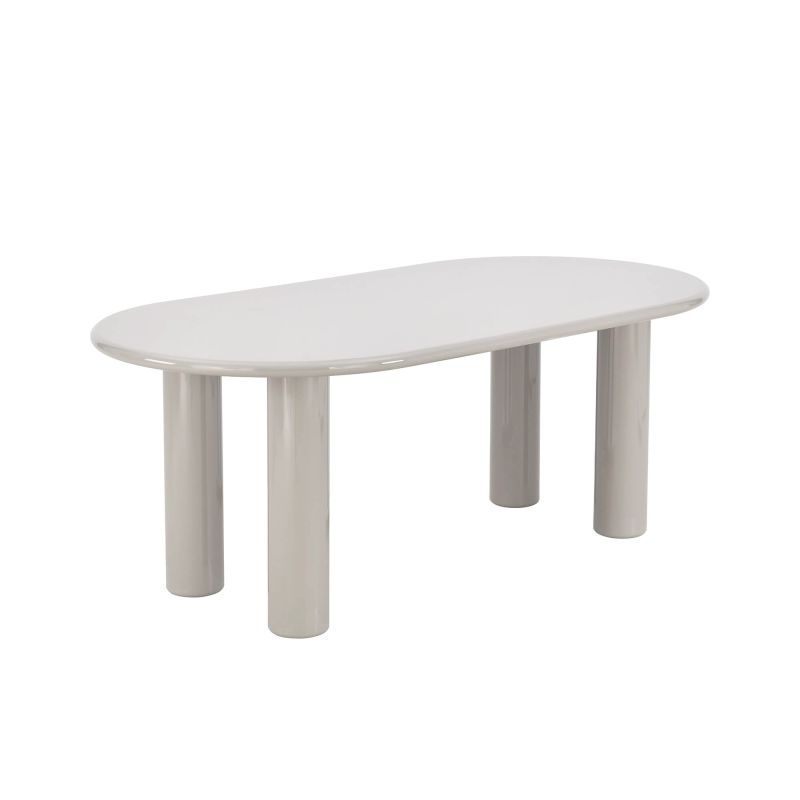 Table de séjour NORI laquée brillante beige argile 200cm
