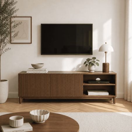 Meuble TV ORCA effet noyer 140 cm