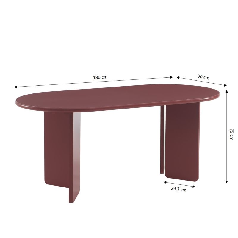 Table à manger ovale SONIA laquée cerise