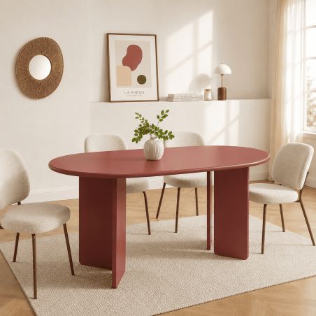 Table à manger ovale SONIA laquée cerise