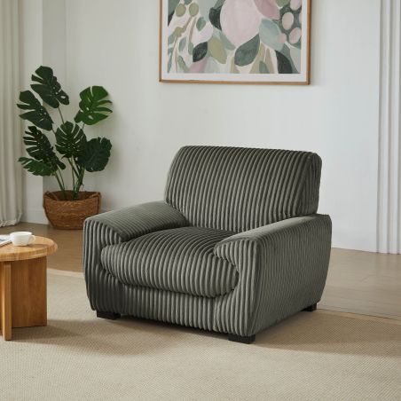 Fauteuil fixe ADEA 1 place velours côtelé vert