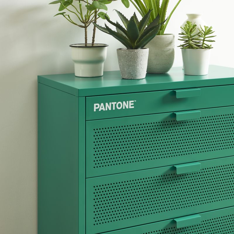 Commode PANTONE 4 tiroirs métal émeraude 80cm
