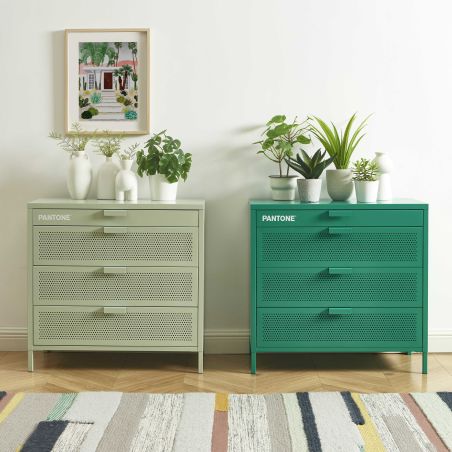 Commode PANTONE 4 tiroirs métal émeraude 80cm