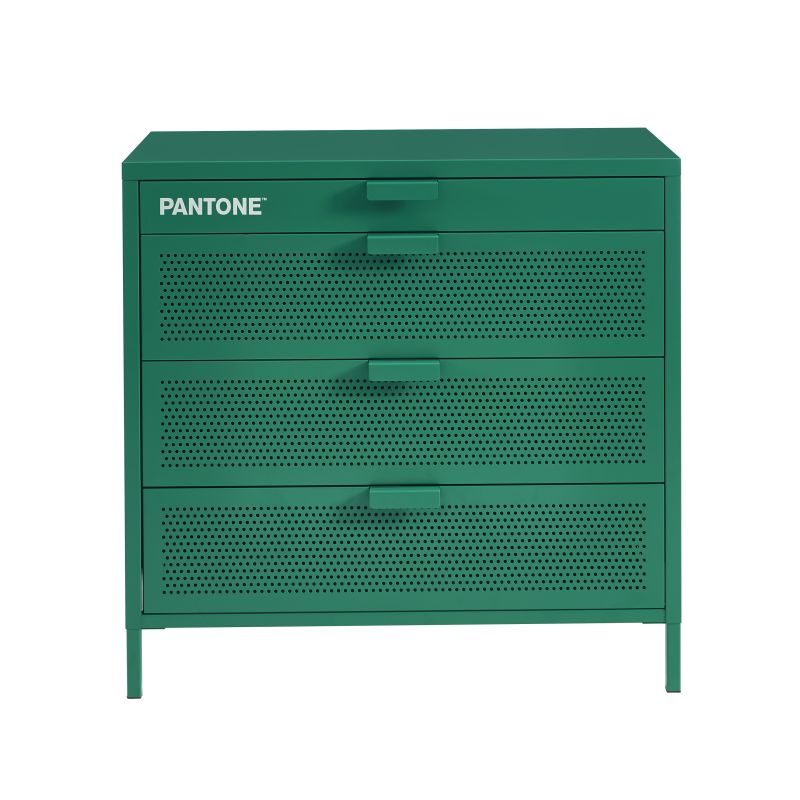 Commode PANTONE 4 tiroirs métal émeraude 80cm