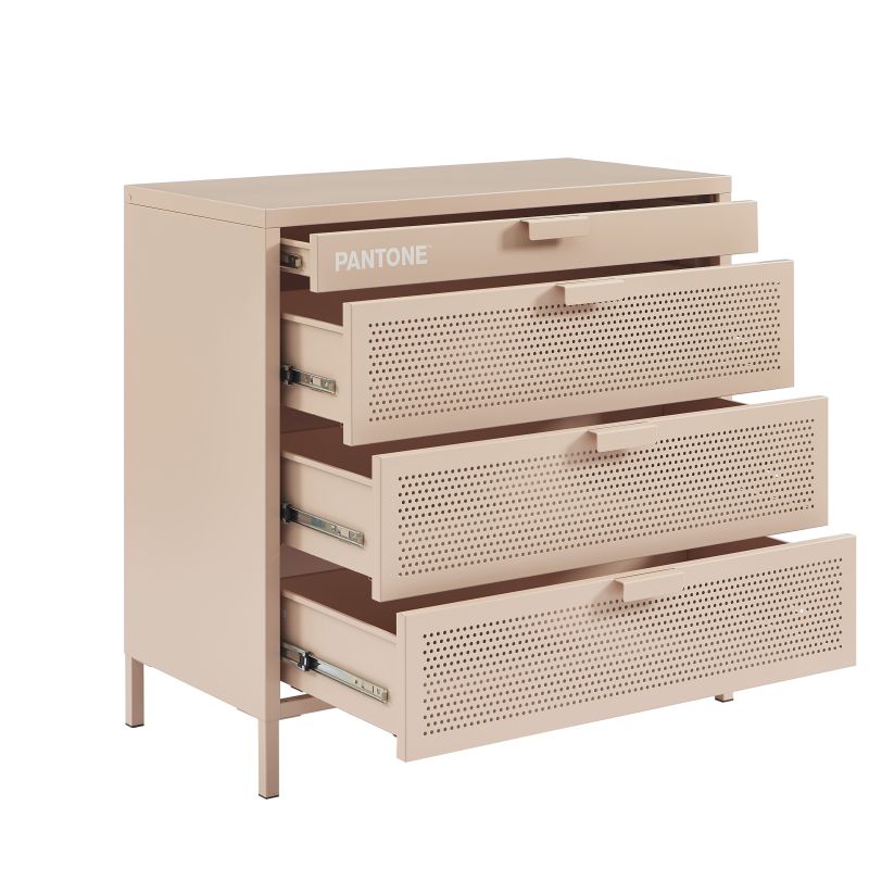 Commode PANTONE 4 tiroirs métal rose blush 80cm
