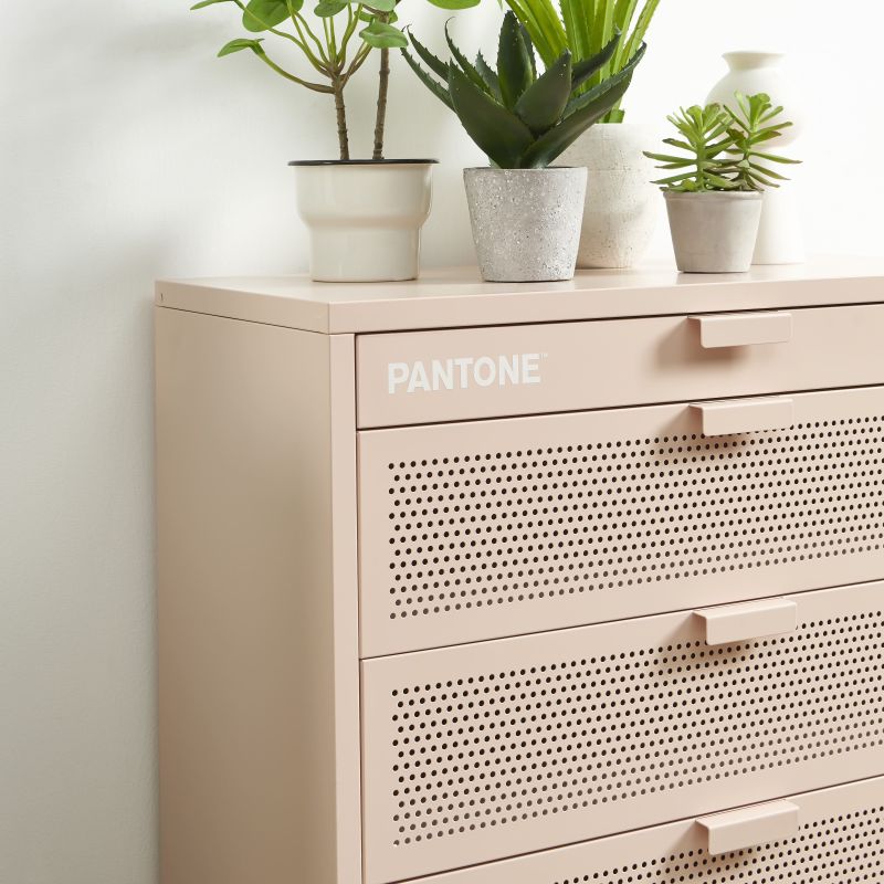 Commode PANTONE 4 tiroirs métal rose blush 80cm
