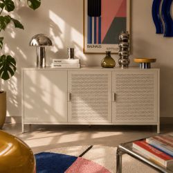 Buffet PANTONE 3 portes métal beige sable 160cm