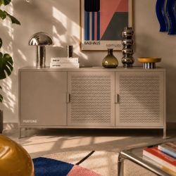 Buffet PANTONE 3 portes métal taupe 160cm