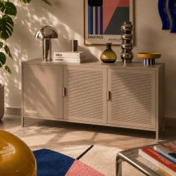 Buffet PANTONE 3 portes métal taupe 160cm