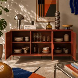 Buffet PANTONE 3 portes métal terracotta 160cm