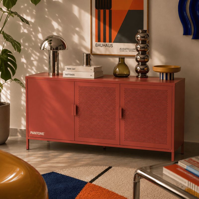 Buffet PANTONE 3 portes métal terracotta 160cm