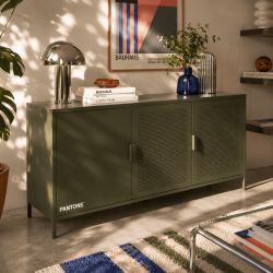 Buffet PANTONE 3 portes métal vert olive 160cm