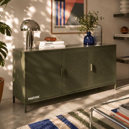 Buffet PANTONE 3 portes métal vert olive 160cm