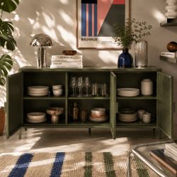 Buffet PANTONE 3 portes métal vert olive 160cm