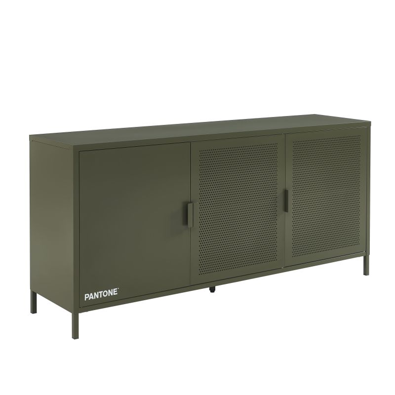 Buffet PANTONE 3 portes métal vert olive 160cm