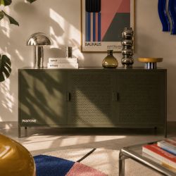 Buffet PANTONE 3 portes métal vert olive 160cm