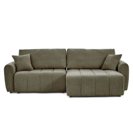 Canapé d'angle convertible et réversible JONEA 4 places tissu texturé vert