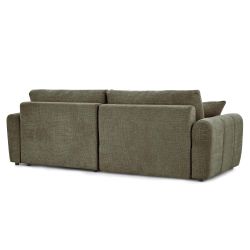 Canapé d'angle convertible et réversible JONEA 4 places tissu texturé vert