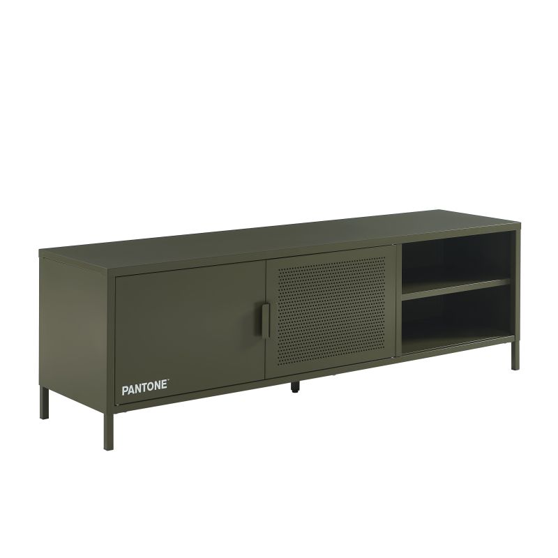 Meuble TV PANTONE métal vert olive 160cm