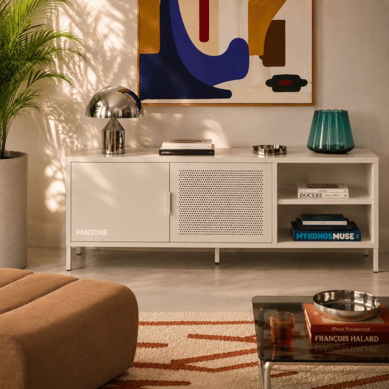 Meuble TV PANTONE métal beige sable 160cm