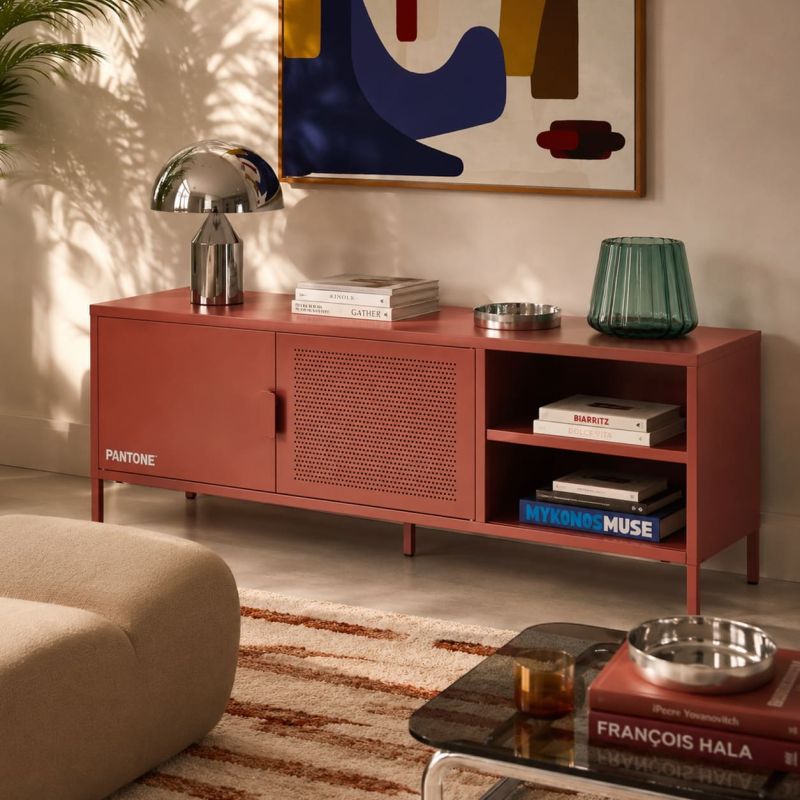 Meuble TV PANTONE métal terracotta 160cm