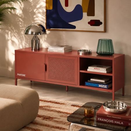 Meuble TV PANTONE métal terracotta 160cm