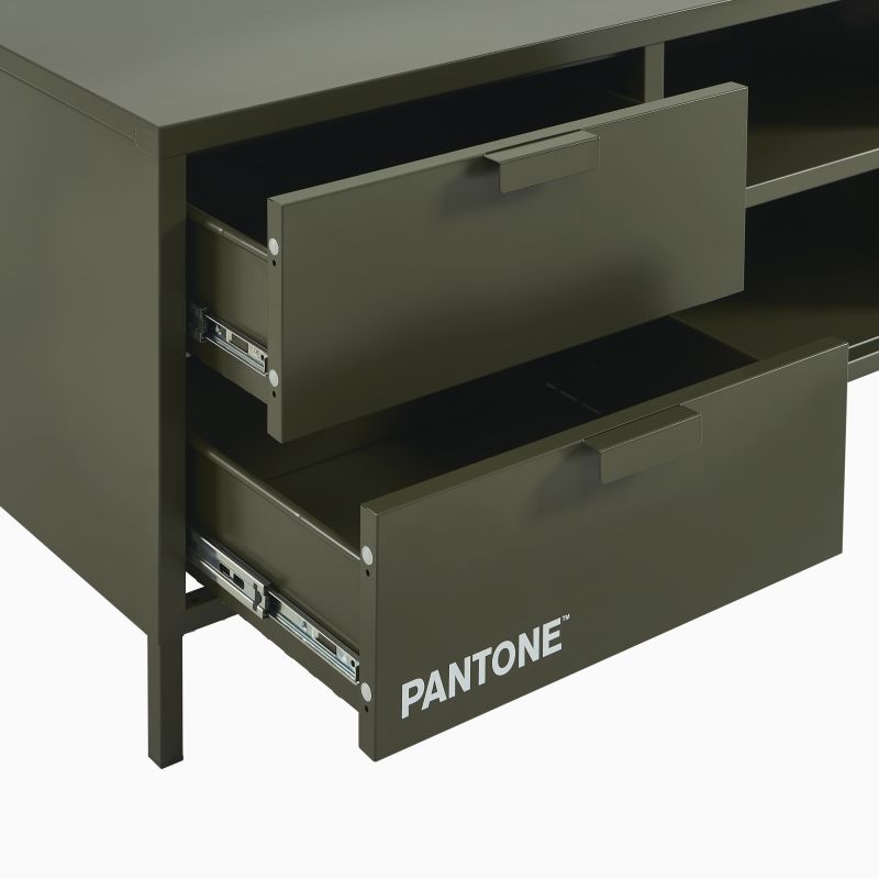 Meuble TV PANTONE métal vert olive 200cm