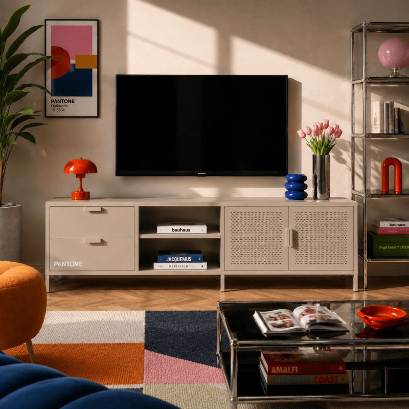 Meuble TV PANTONE métal taupe 200cm
