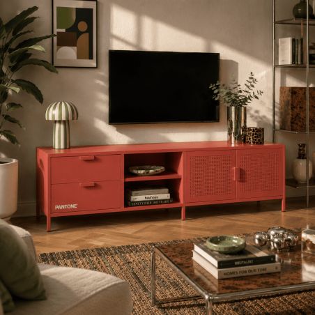 Meuble TV PANTONE métal terracotta 200cm