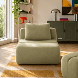 Chauffeuse PANTONE 1 place tissu vert amande
