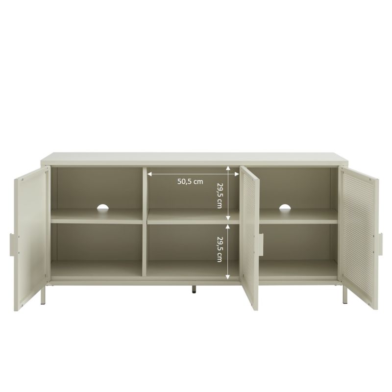 Buffet PANTONE 3 portes métal beige sable 160cm