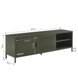 Meuble TV PANTONE métal vert olive 160cm