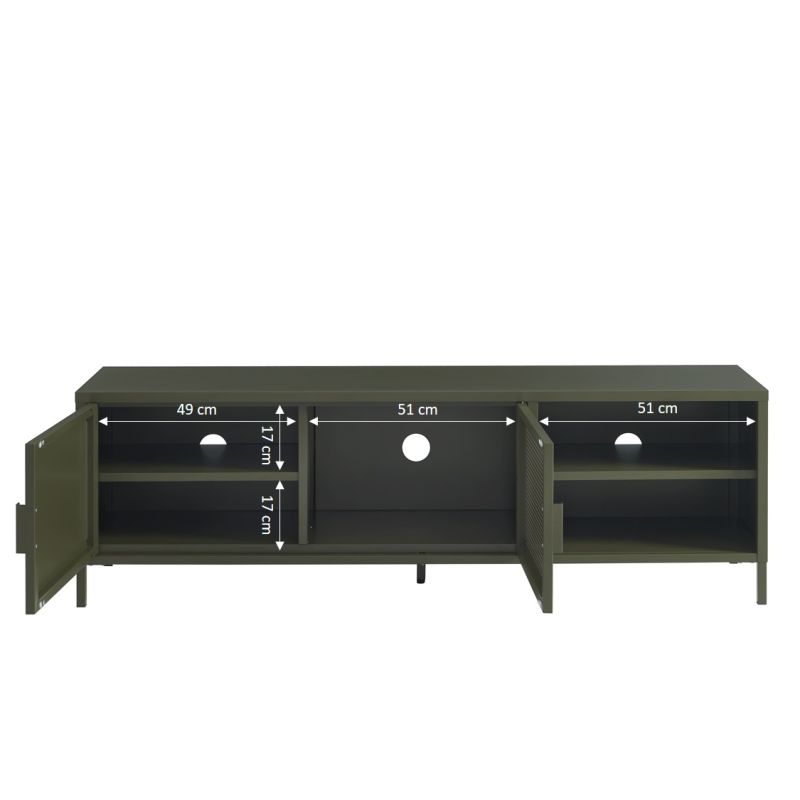 Meuble TV PANTONE métal vert olive 160cm