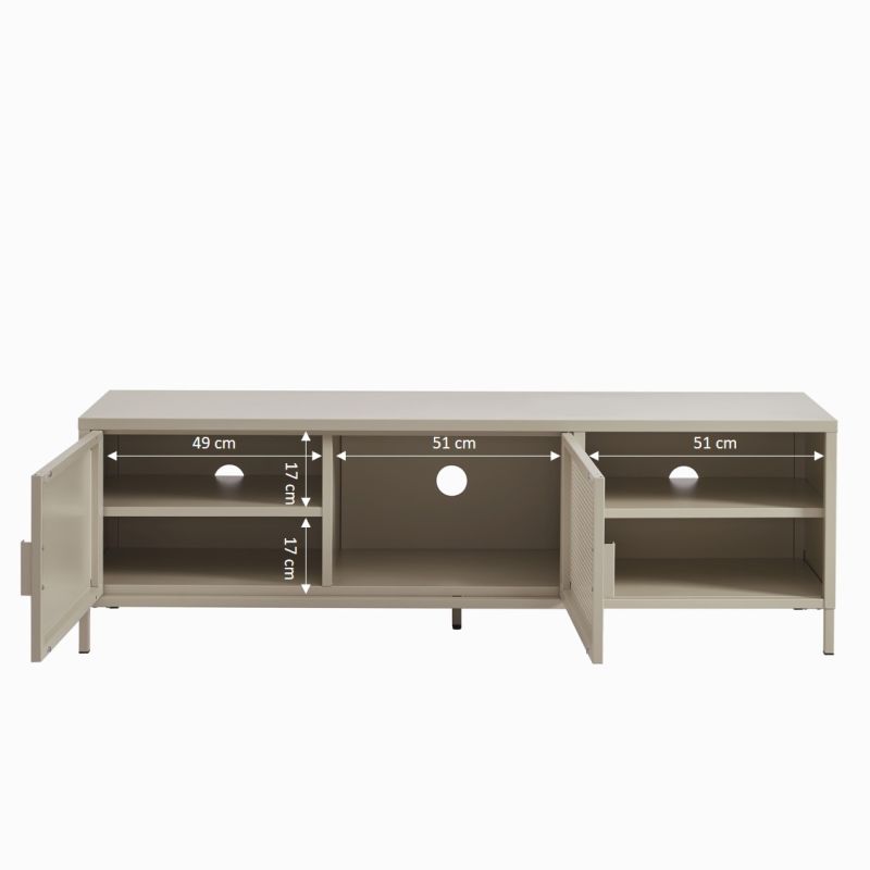 Meuble TV PANTONE métal taupe 160cm