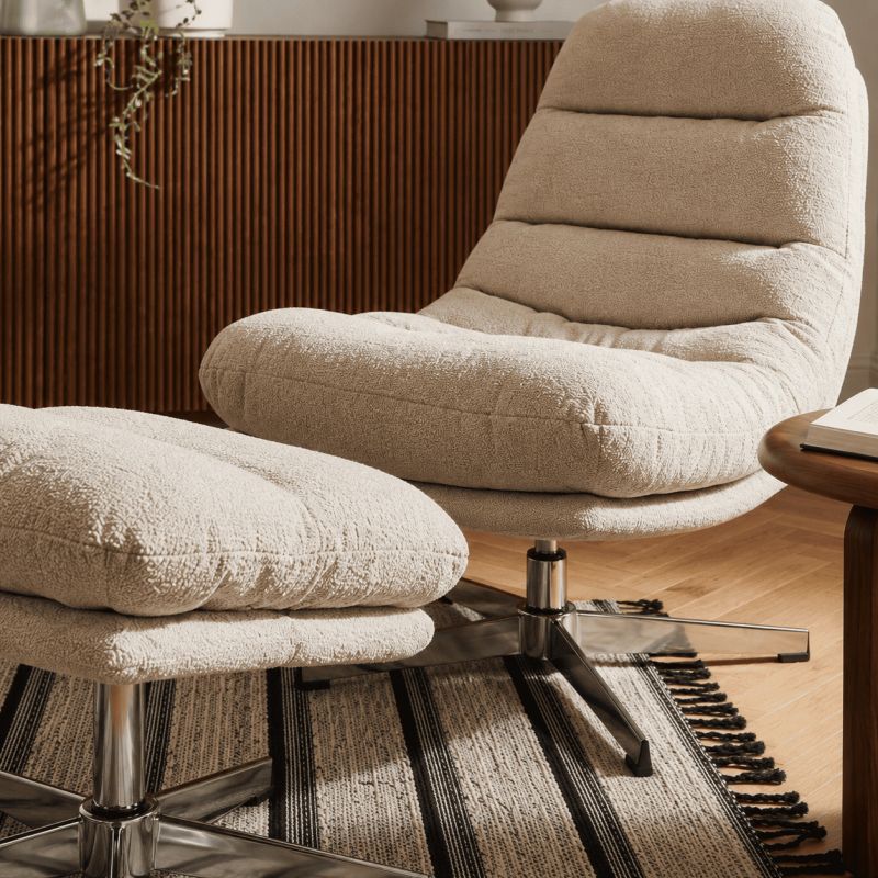 Fauteuil rotatif THEMIS 1 place + repose-pieds tissu blanc