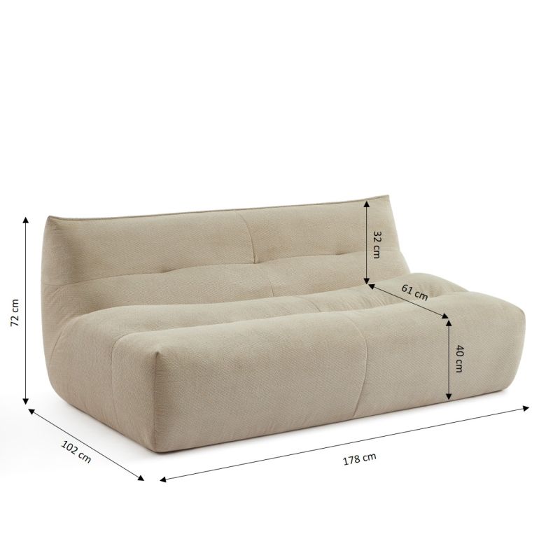 Banquette PANTONE 2 places tissu beige