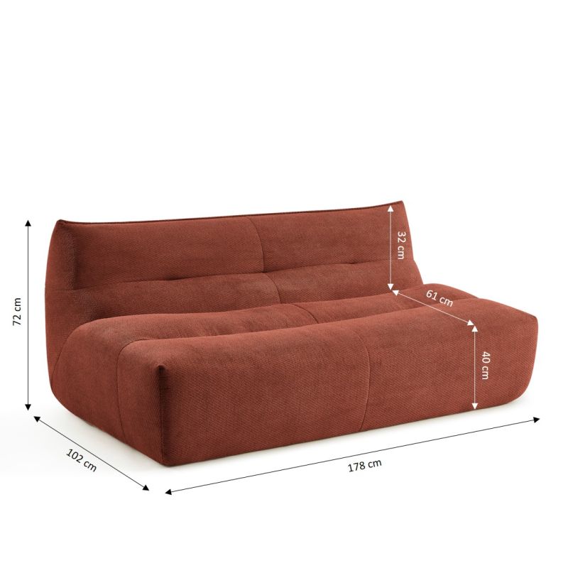 Banquette PANTONE 2 places tissu bordeaux