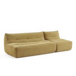 Banquette PANTONE 2 places tissu jaune moutarde