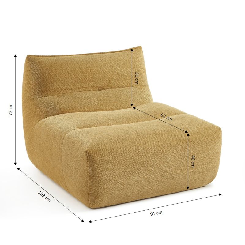 Chauffeuse PANTONE 1 place tissu jaune moutarde