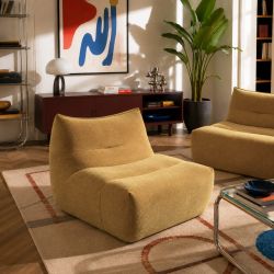 Chauffeuse PANTONE 1 place tissu jaune moutarde