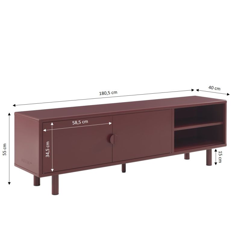 Meuble TV PANTONE métal bordeaux 180cm