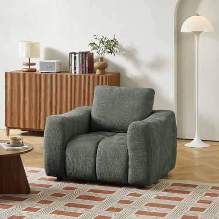 Fauteuil fixe KEREA 1 place tissu chenille vert
