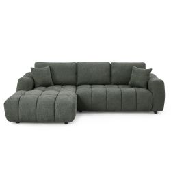 Canapé d'angle gauche fixe KEREA 4 places tissu chenille vert