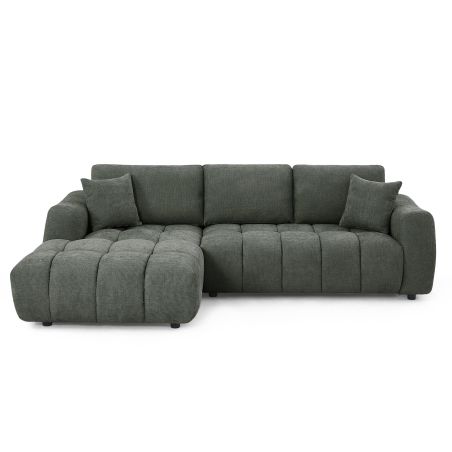 Canapé d'angle gauche fixe KEREA 4 places tissu chenille vert